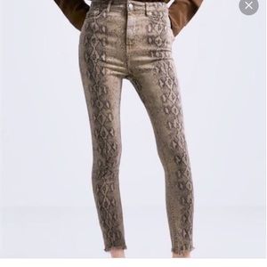 Zara python snake print high waist skinny jeans